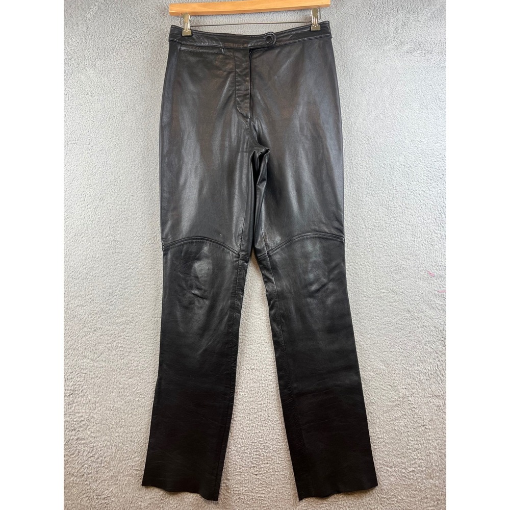 Vintage Wilsons Leather Maxima Black Leather Straight Leg Pants Womens 12